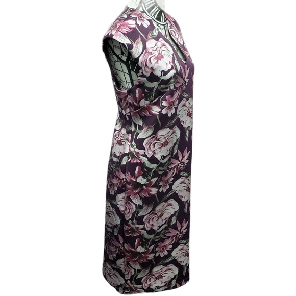 Connected Apparel Women's size 8 Burgundy Floral Sleeveless Dress - Picture 4 of 8